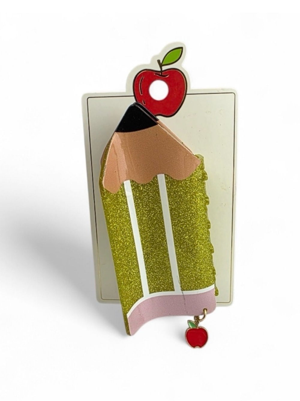 Target Glitter Teacher pencil claw hair clip, 1.67 inches tall